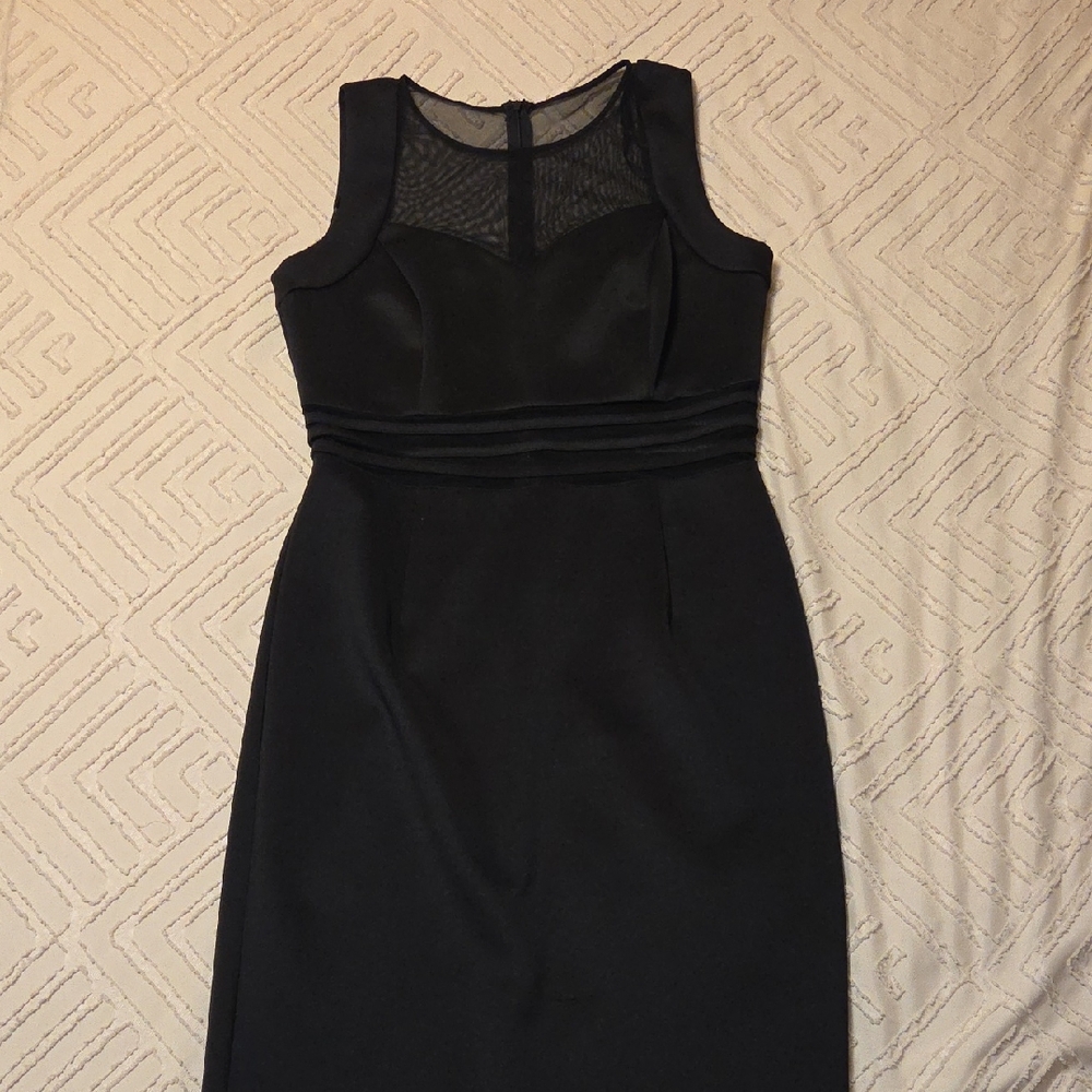 Enfocus Studio Black Sleeveless Midi Dress with Mesh Yoke